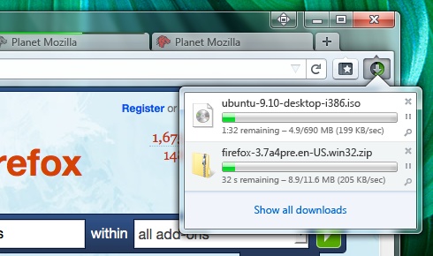 Administrador de descargas de Firefox 6 Administrador de descargas de Firefox 6
