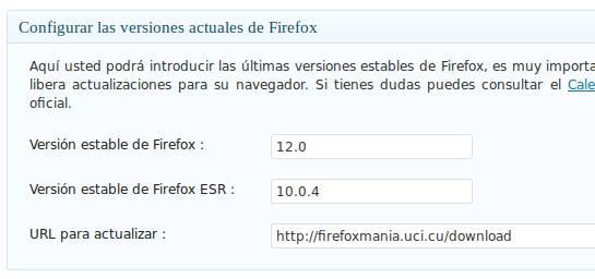 Configuración de Actualiza Firefox