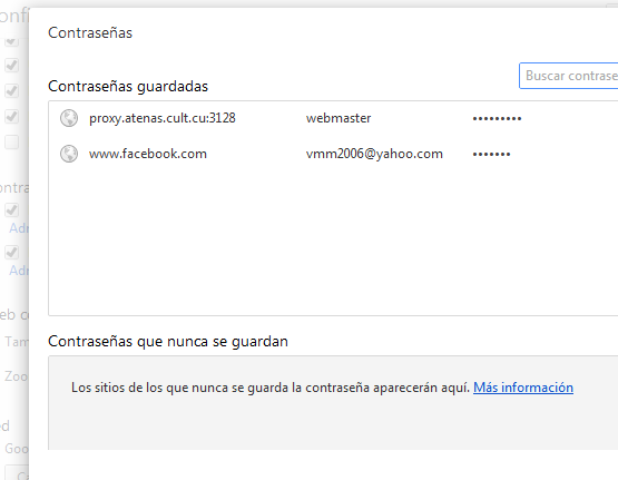 Configurando las contraseñas en Chrome Configurando las contraseñas en Chrome