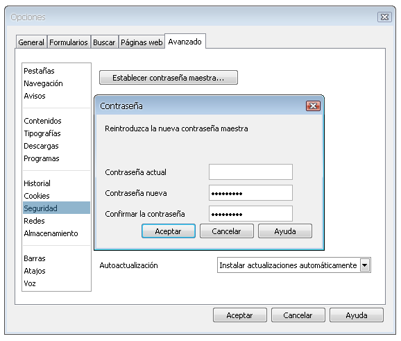 Opciones de Seguridad en Opera Opciones de Seguridad en Opera