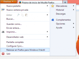 Relanzar en Firefox para Windows 8 táctil