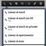 Opciones de llamada