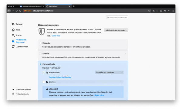 Nuevas opciones de privacidad